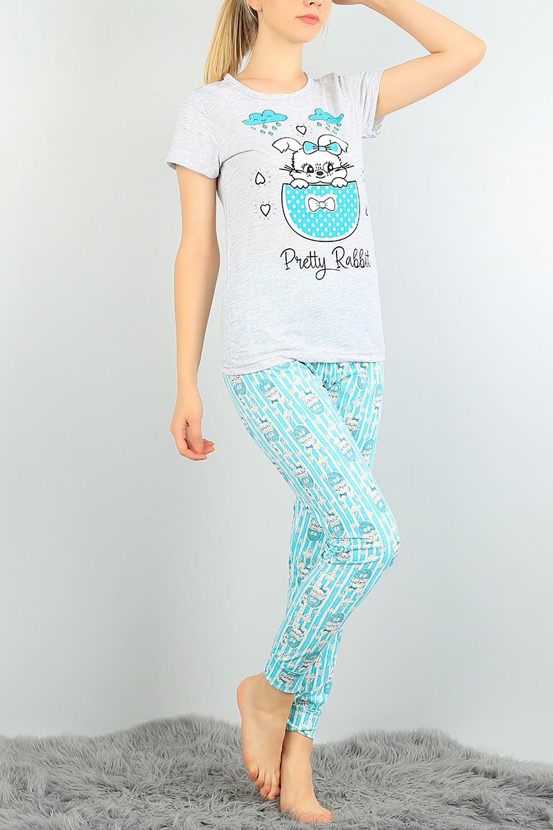 Füme Baskılı Bayan Pijama Takımı 73505