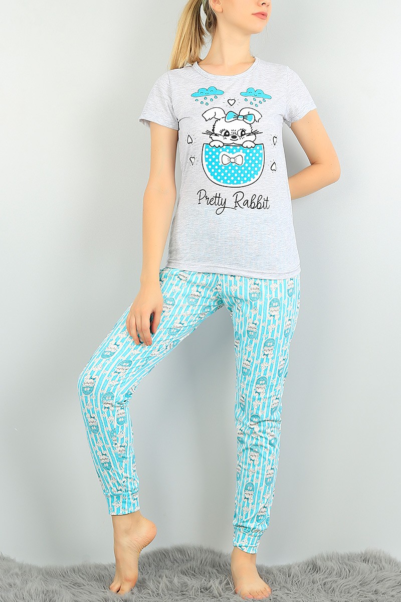 Füme Baskılı Bayan Pijama Takımı 73505