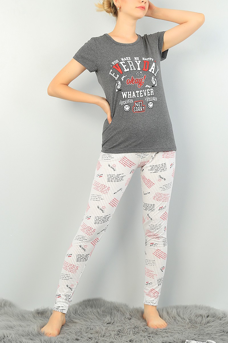 Füme Baskılı Bayan Pijama Takımı 73552