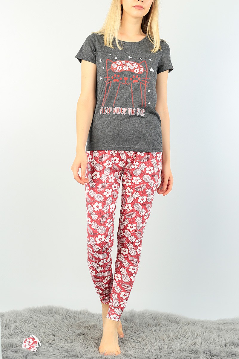 Füme Baskılı Bayan Pijama Takımı 73595