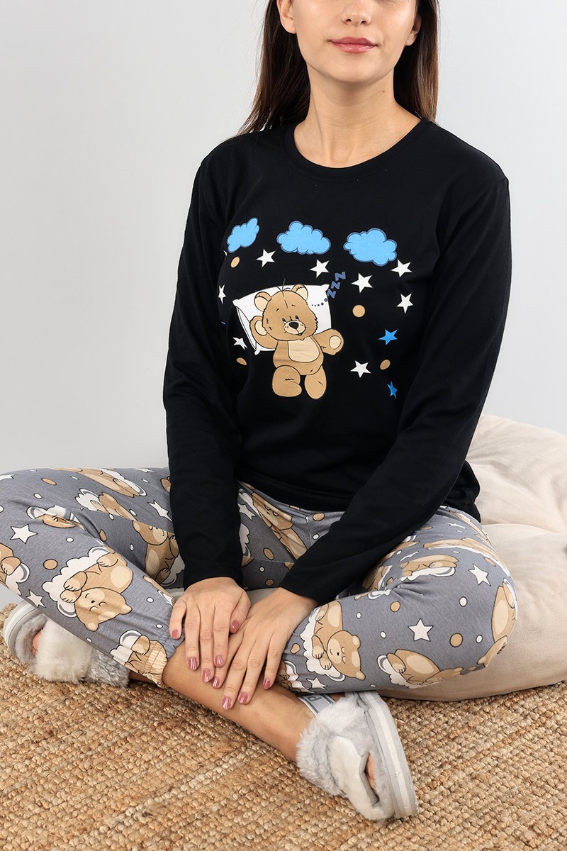 Füme Baskılı Bayan Pijama Takımı 89391