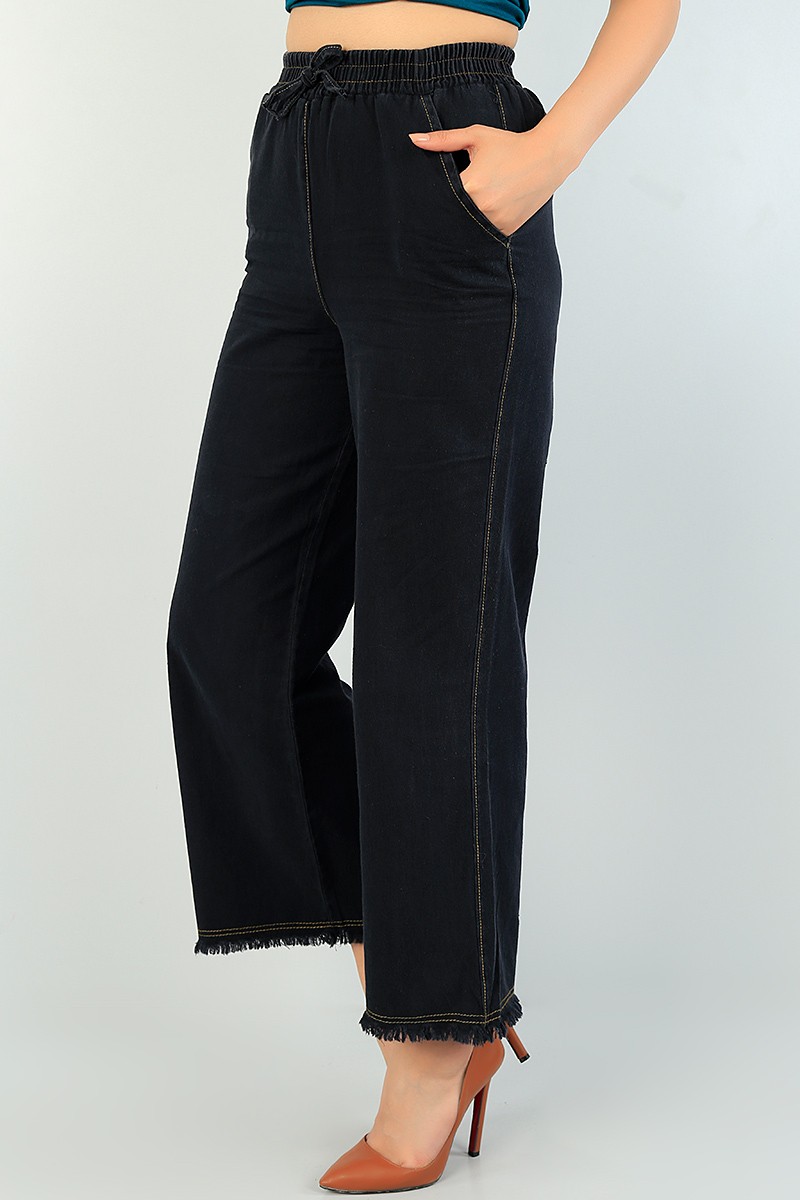 Füme Beli Lastikli Bayan Tensel Kot Pantolon 72189