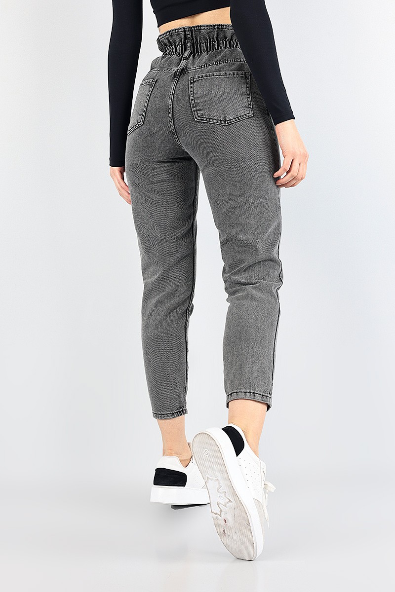 Füme Beli Lastikli Mom Bayan Kot Pantolon 88607