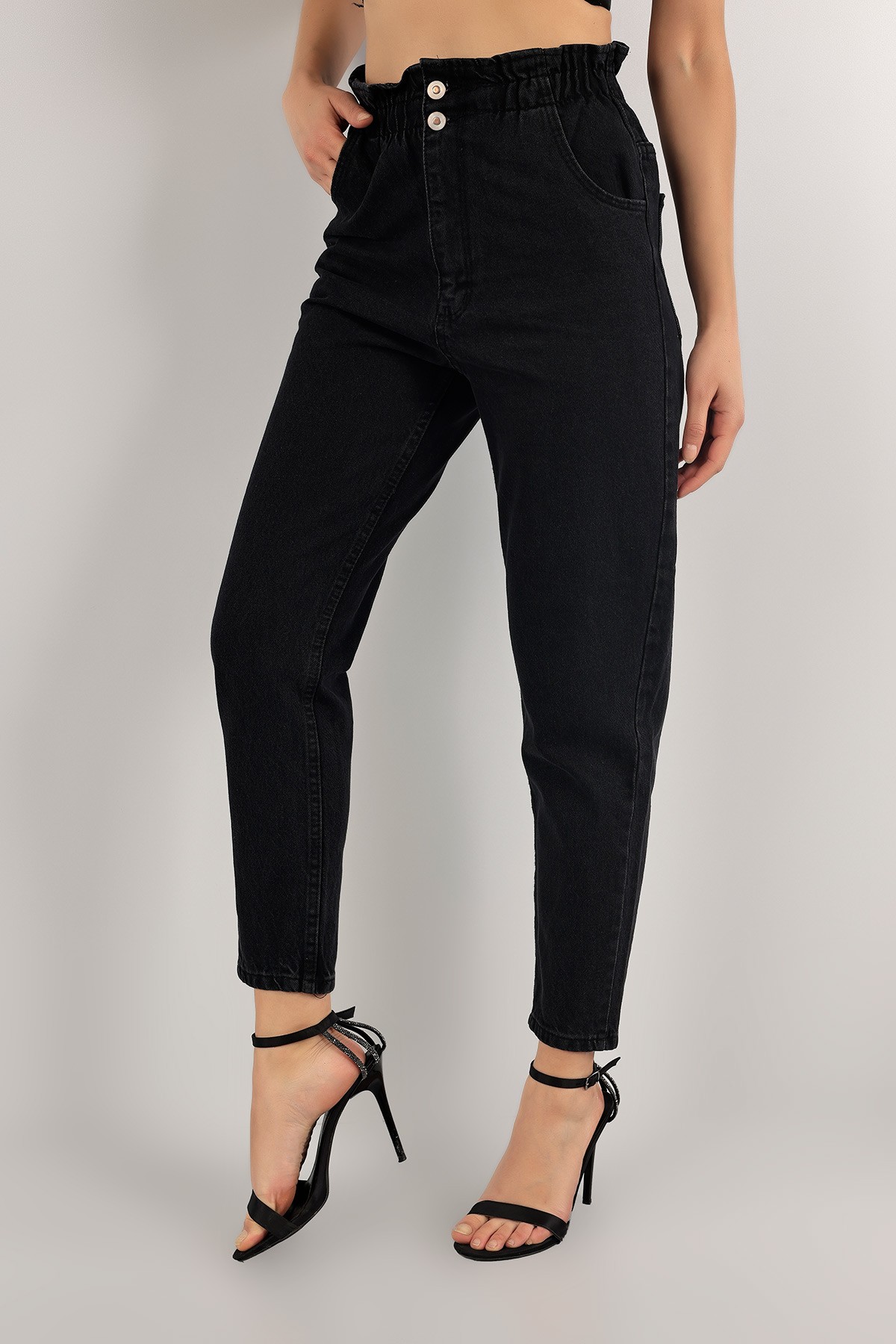 Füme Beli Lastikli Mom Kot Pantolon 133238