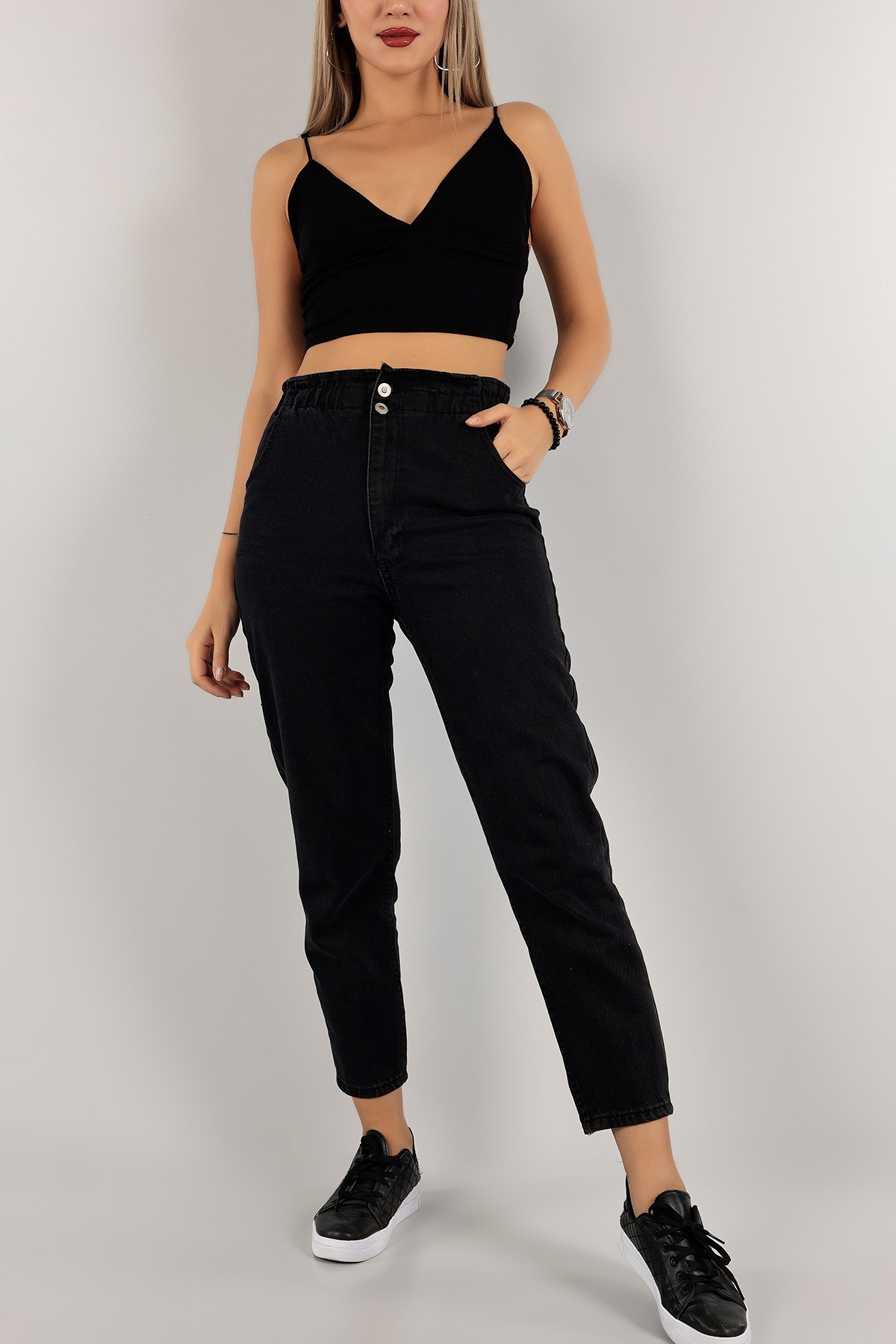 Füme Beli Lastikli Mom Kot Pantolon 134627