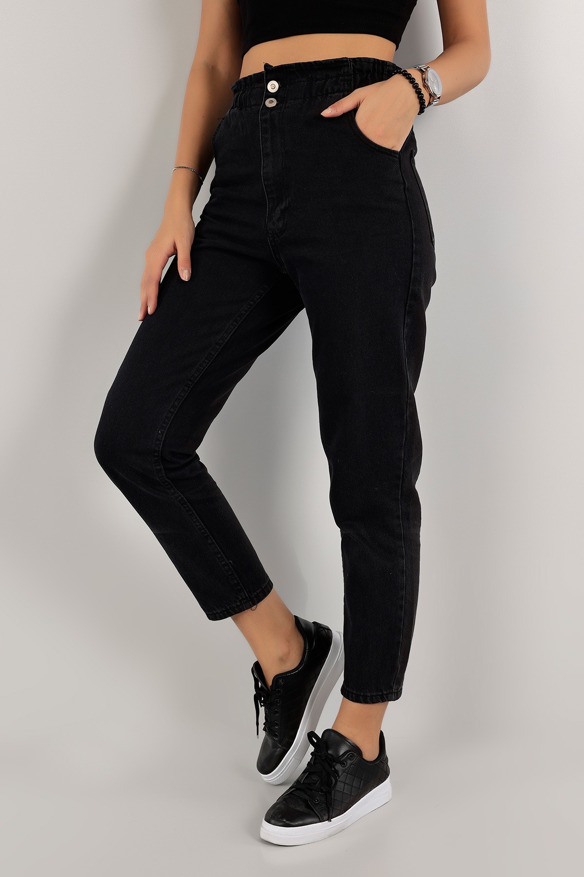 Füme Beli Lastikli Mom Kot Pantolon 134627