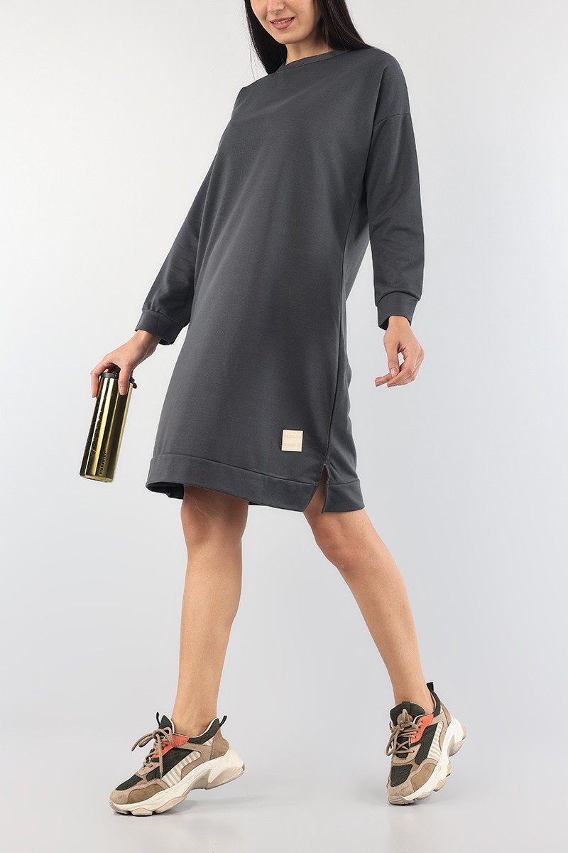 Füme Bisiklet Yaka Elbise Tunik 89282