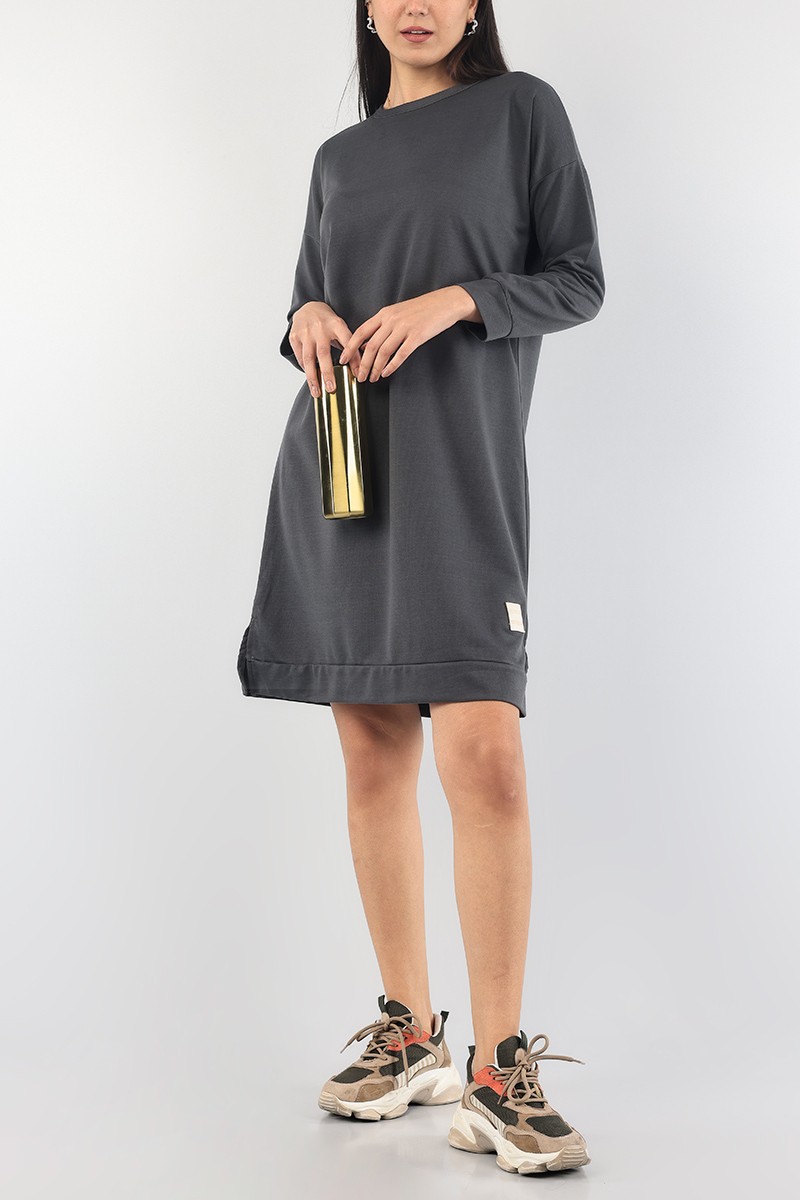 Füme Bisiklet Yaka Elbise Tunik 89282
