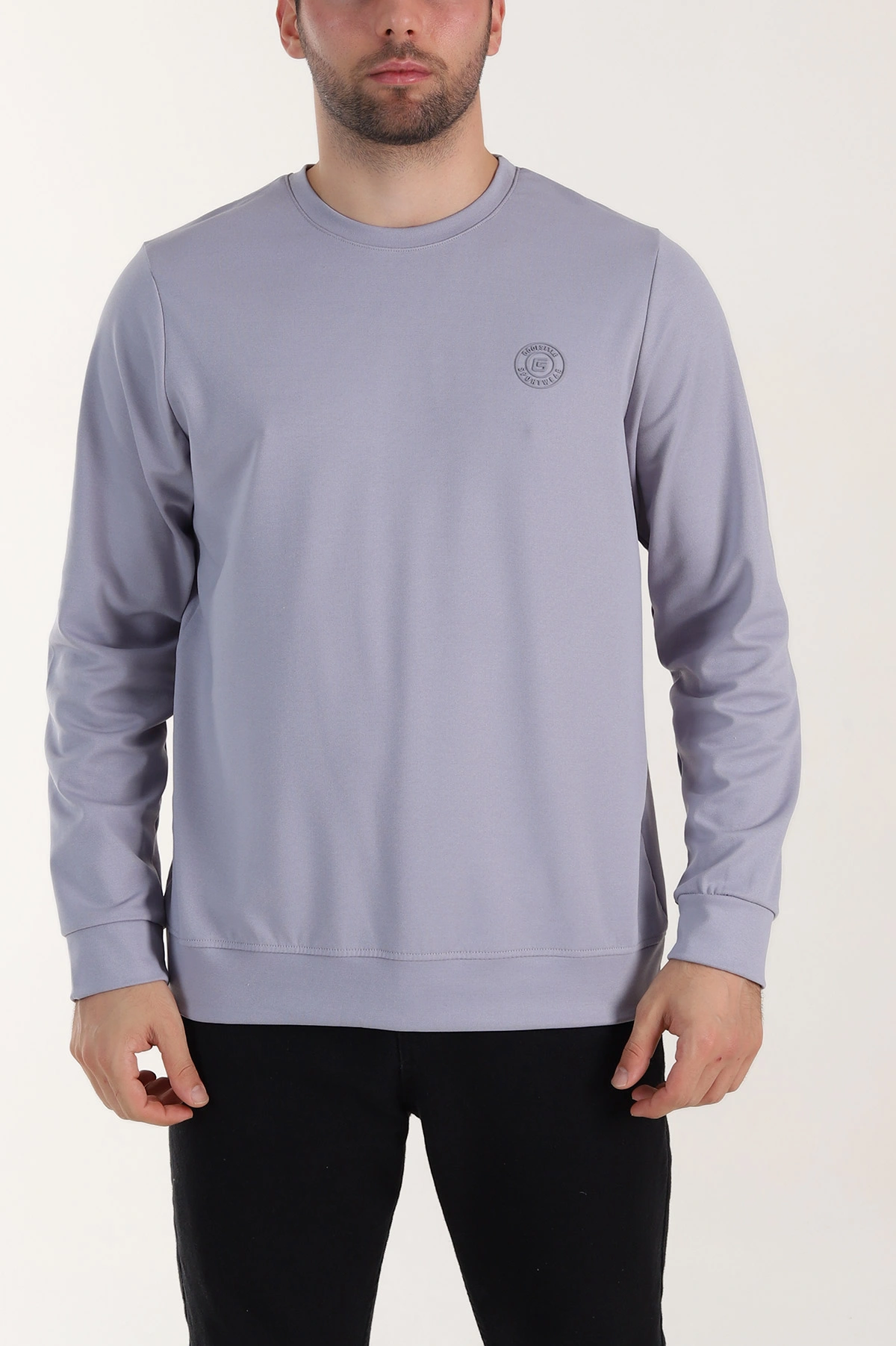 Füme Bisiklet Yaka Likralı Erkek Sweatshirt 410582