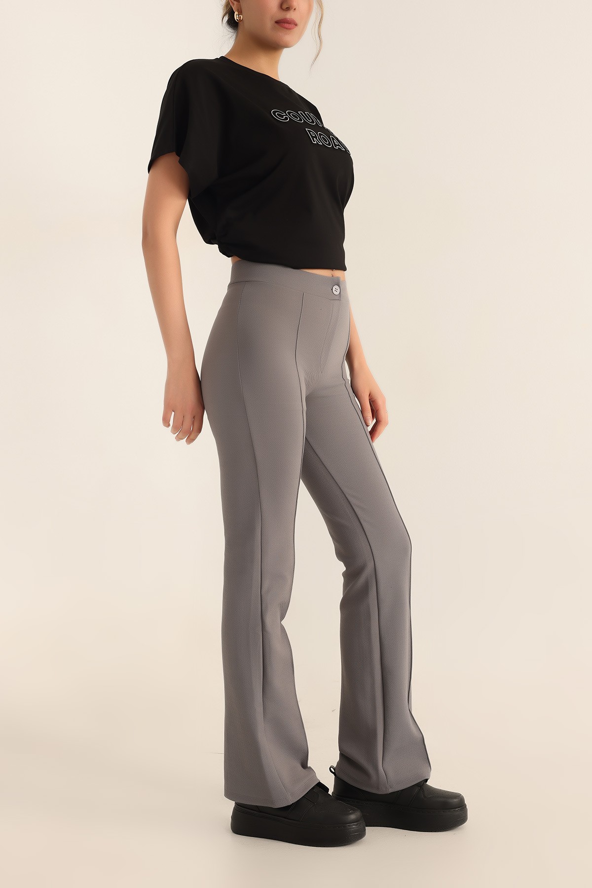 Füme Çimalı Likralı Bayan Pantolon 182351