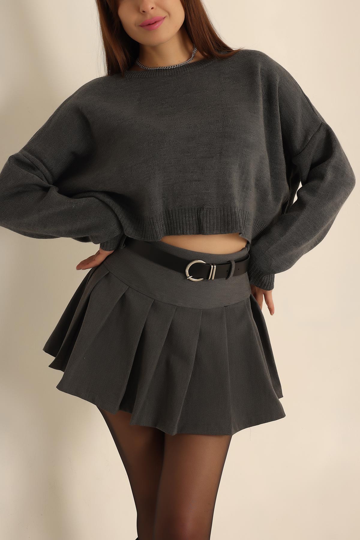 Füme Crop Triko Kazak 223891