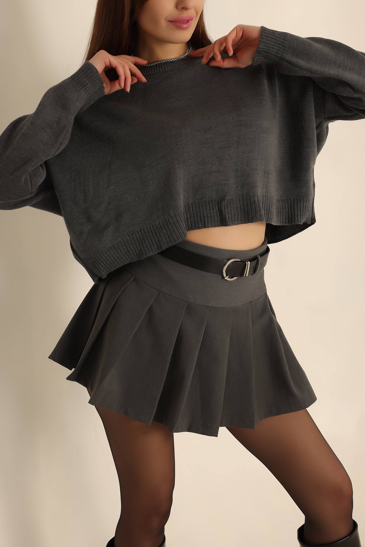 Füme Crop Triko Kazak 223891