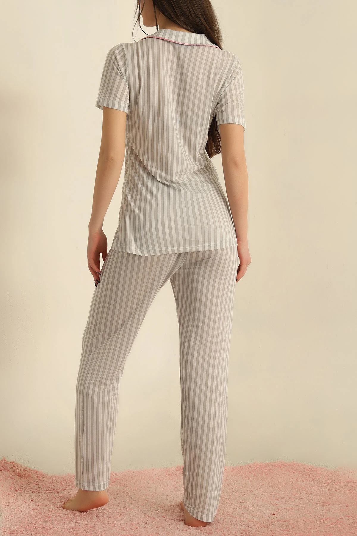 Füme Düğmeli Viskon Bayan Pijama Takımı 251604