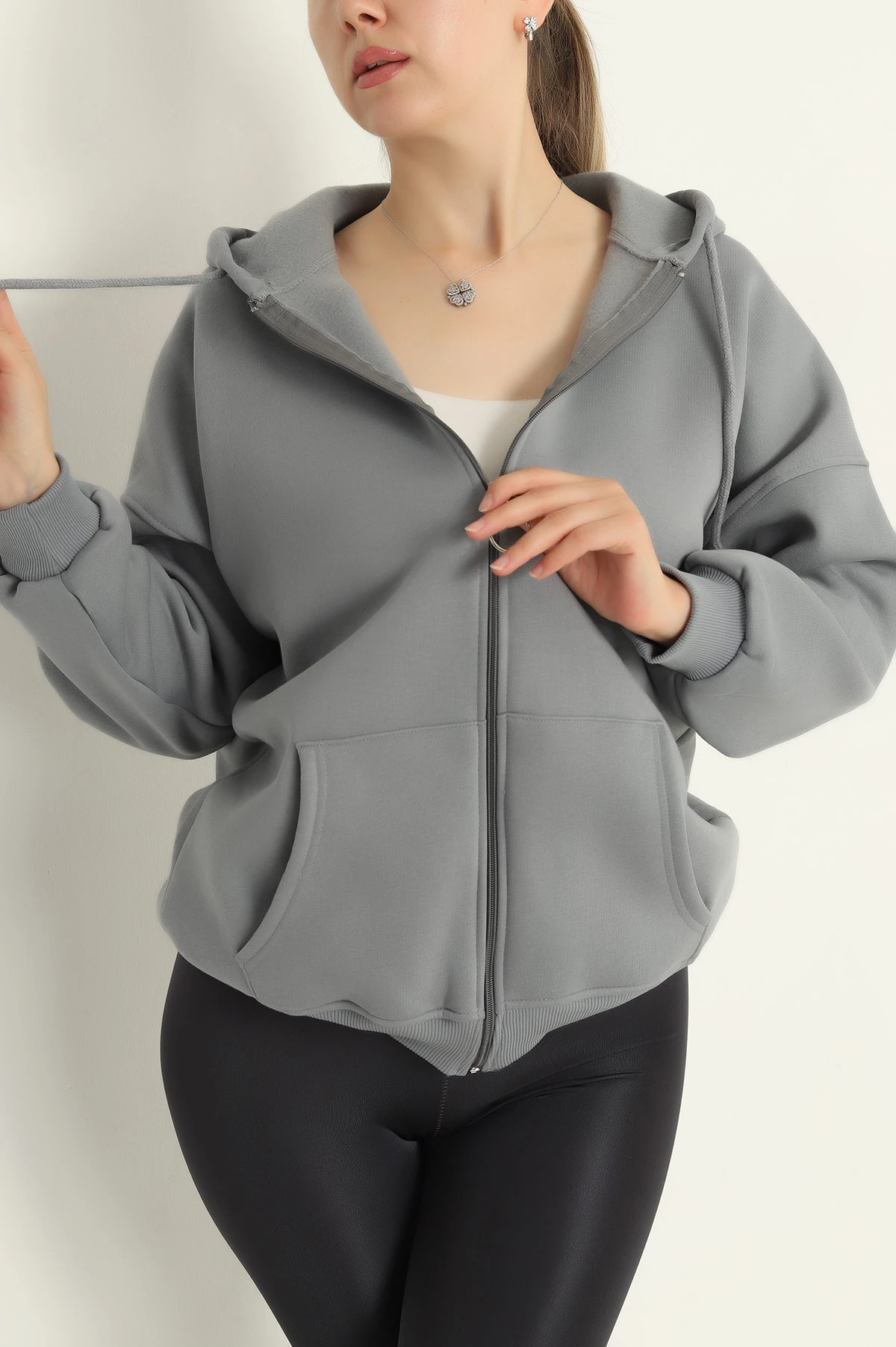 Füme Fermuarlı Şardonlu Bayan Sweat 292165