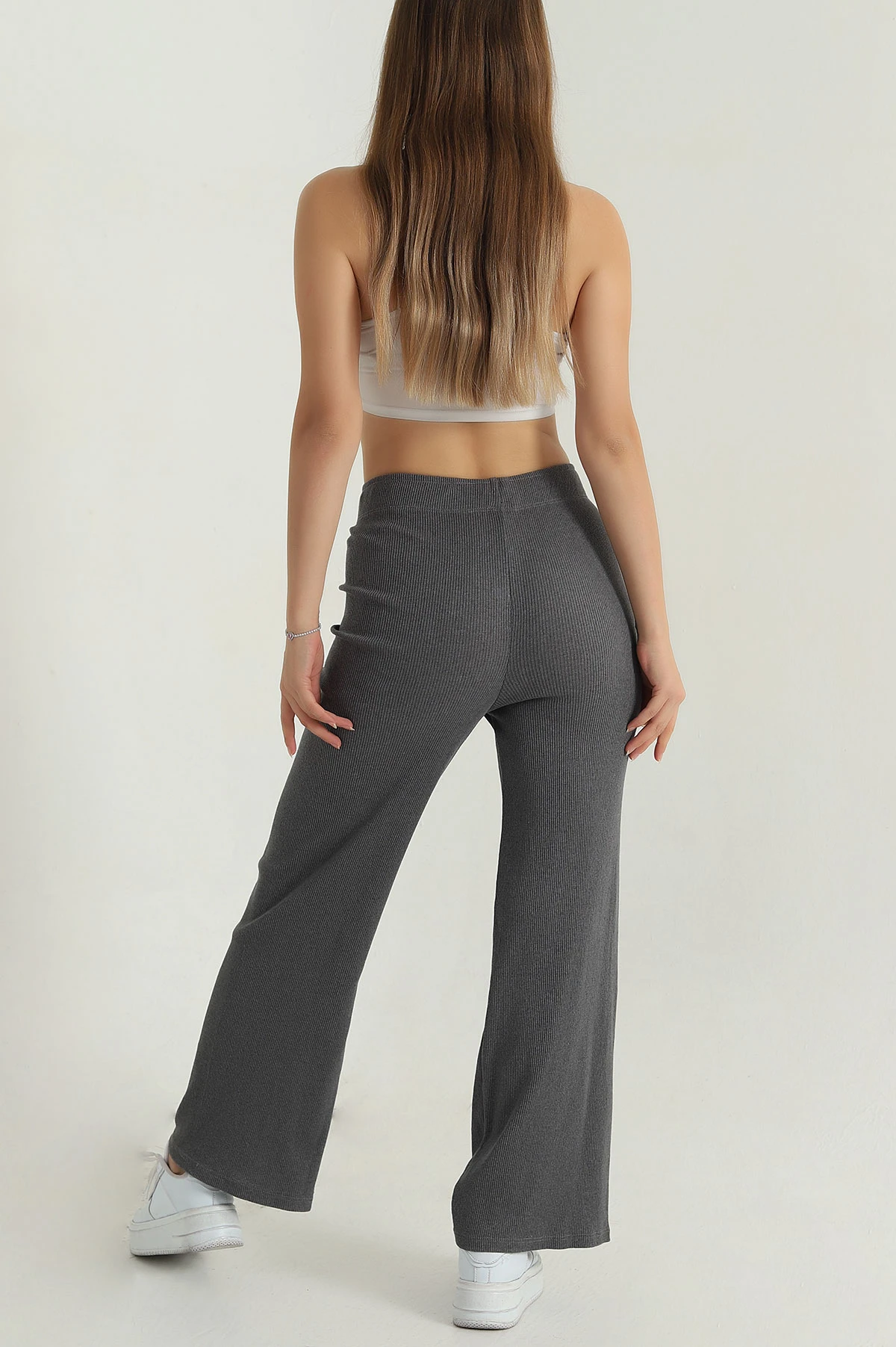 Füme Fitilli Likralı Kadın Pantolon 400785