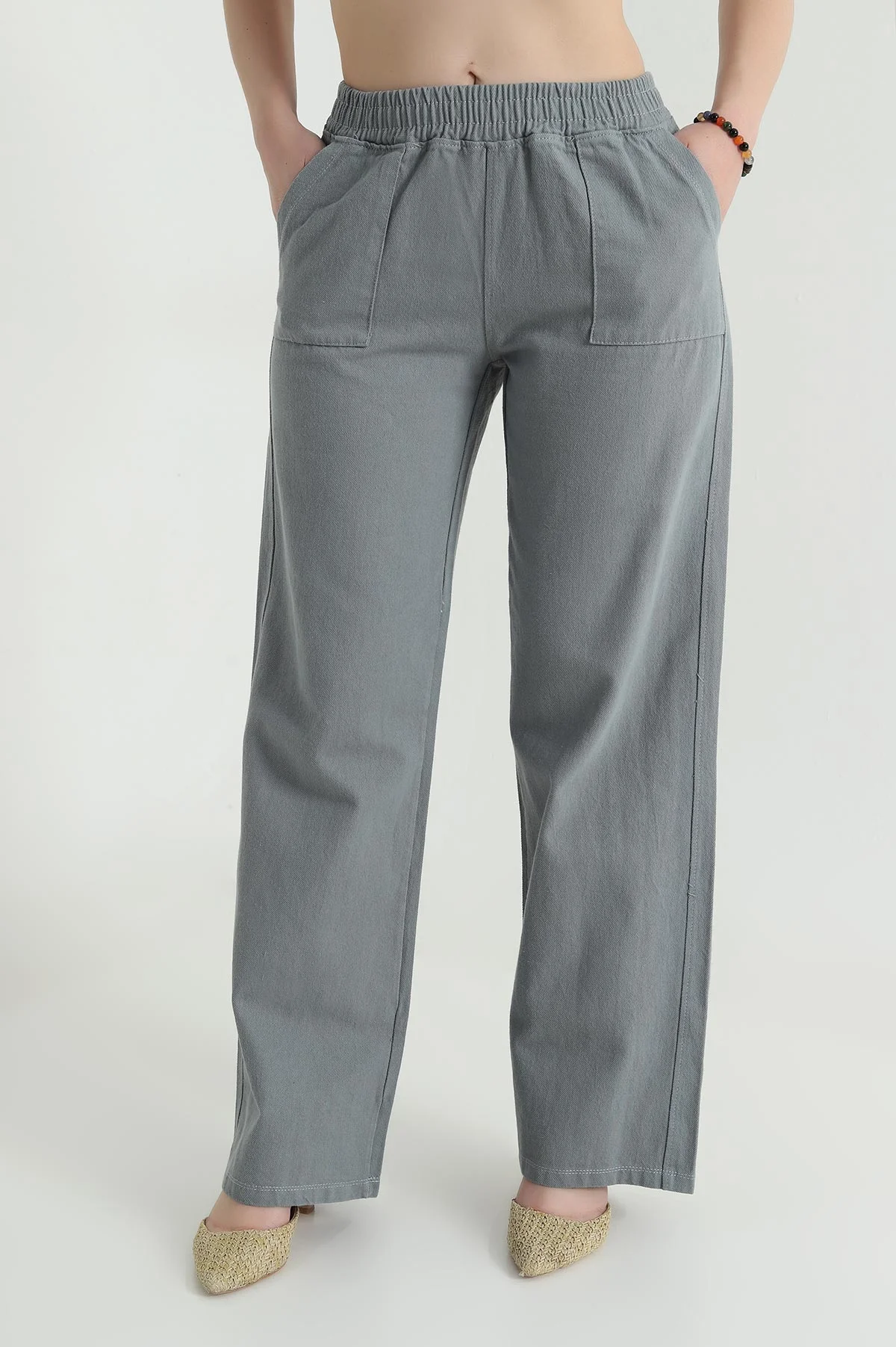 Füme Gabardin Palazzo Kadın Pantolon 469185