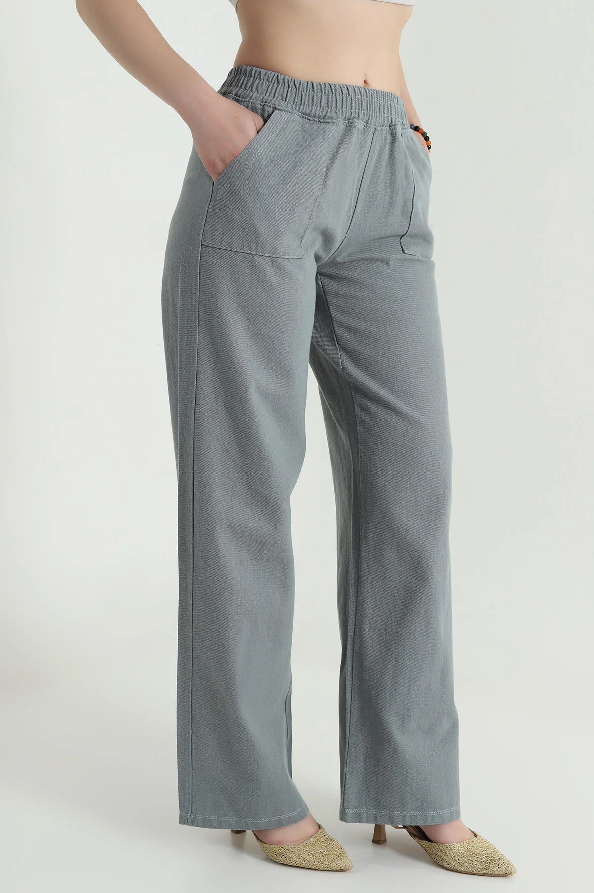 Füme Gabardin Palazzo Kadın Pantolon 469185