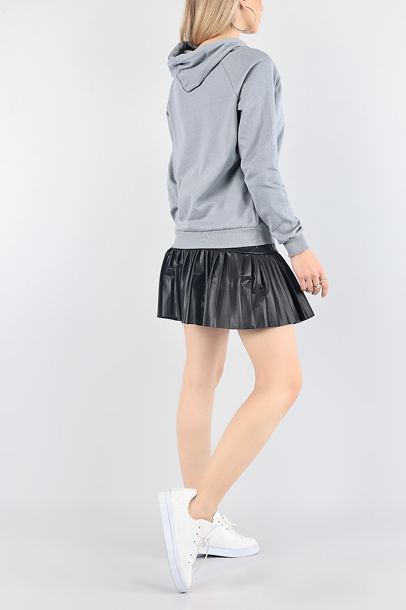 Füme İçi Şardonlu Kapüşonlu Bayan Sweat 87752