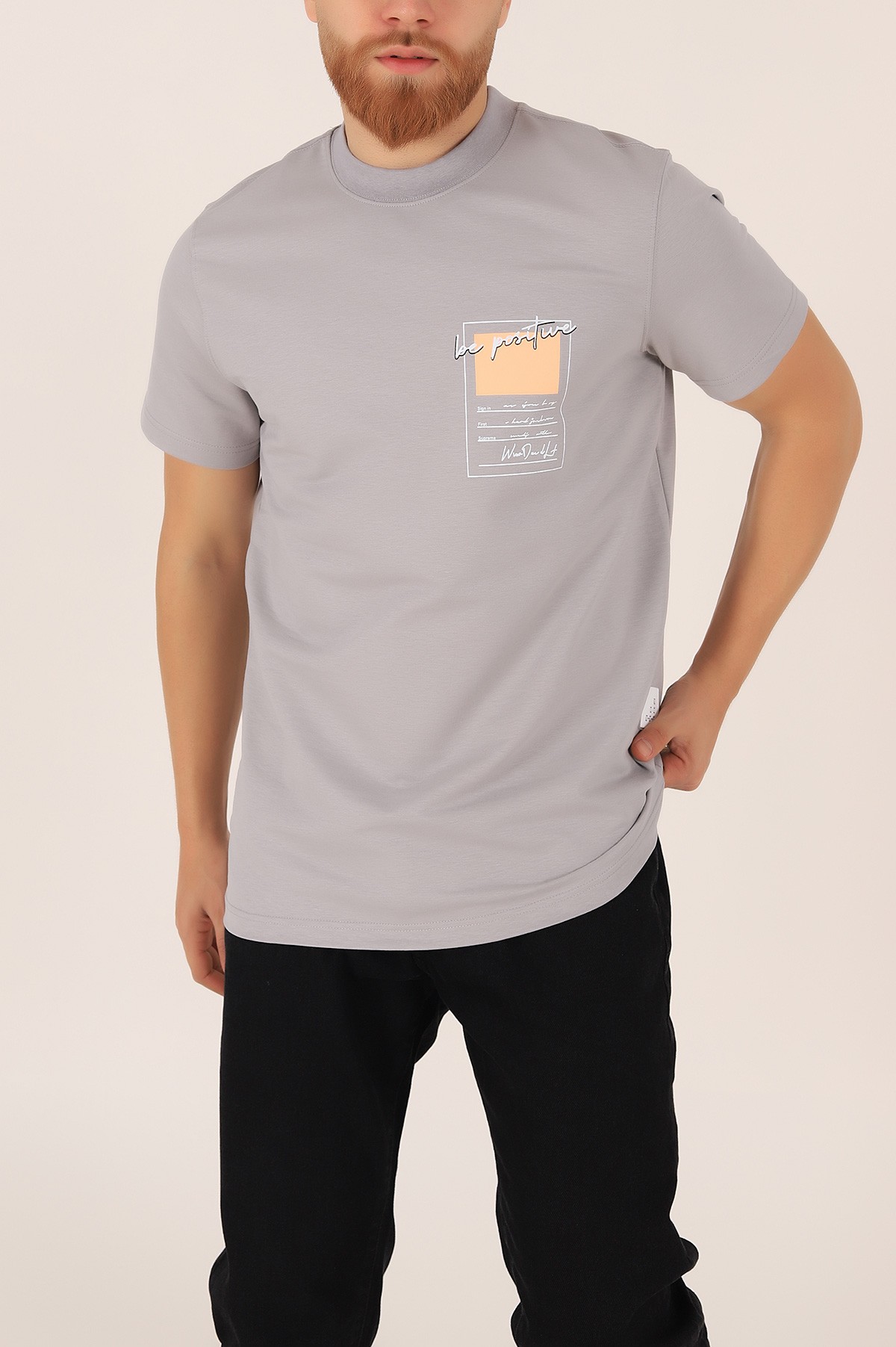 Füme İki İp Oversize Erkek Tişört 163558