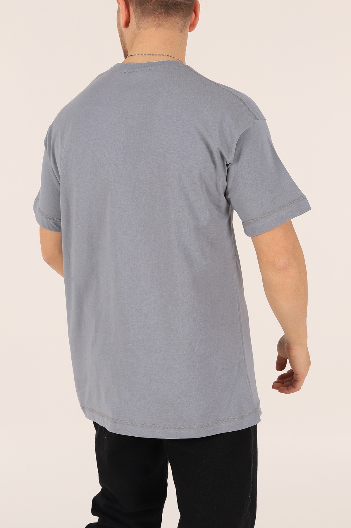 Füme İmza Detaylı Parçalı Oversize Tişört 165230