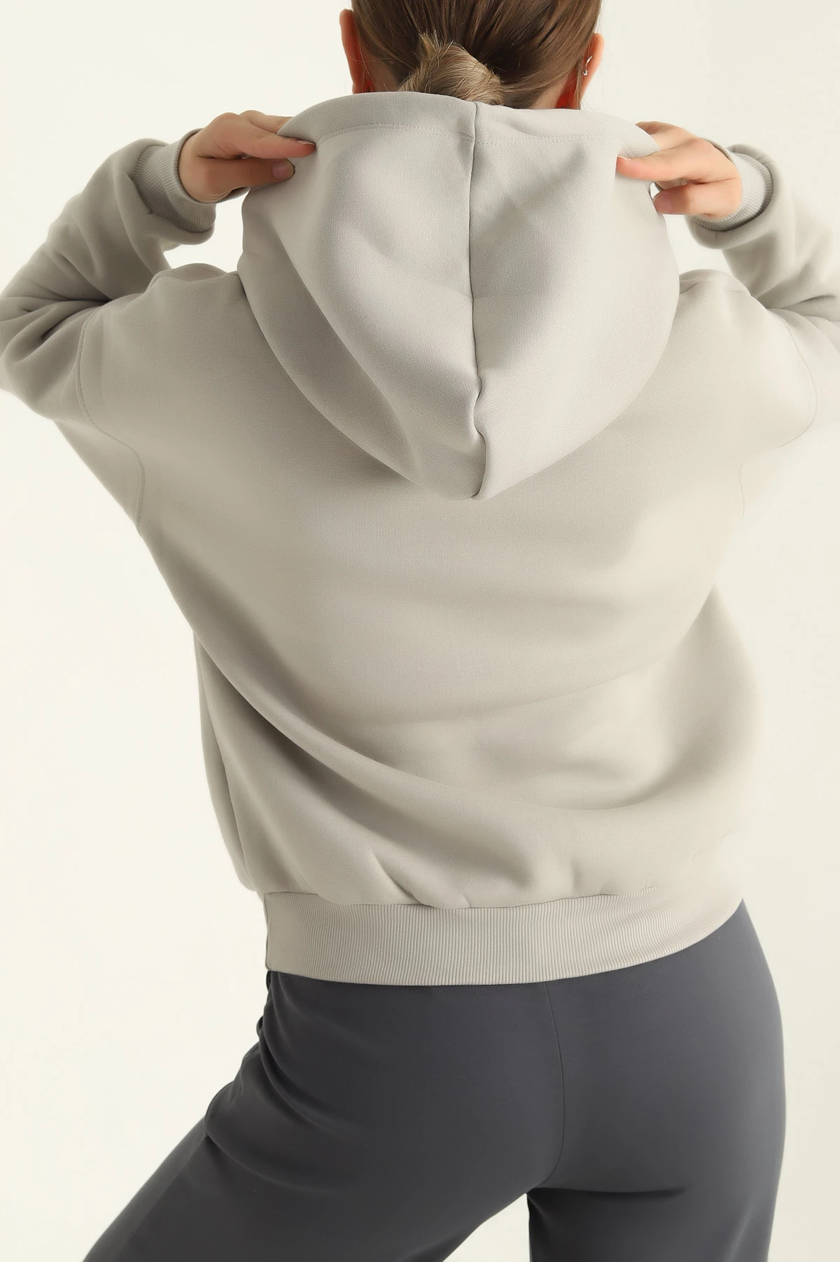 Füme Kapüşonlu İçi Şardonlu Basic Sweat 292843
