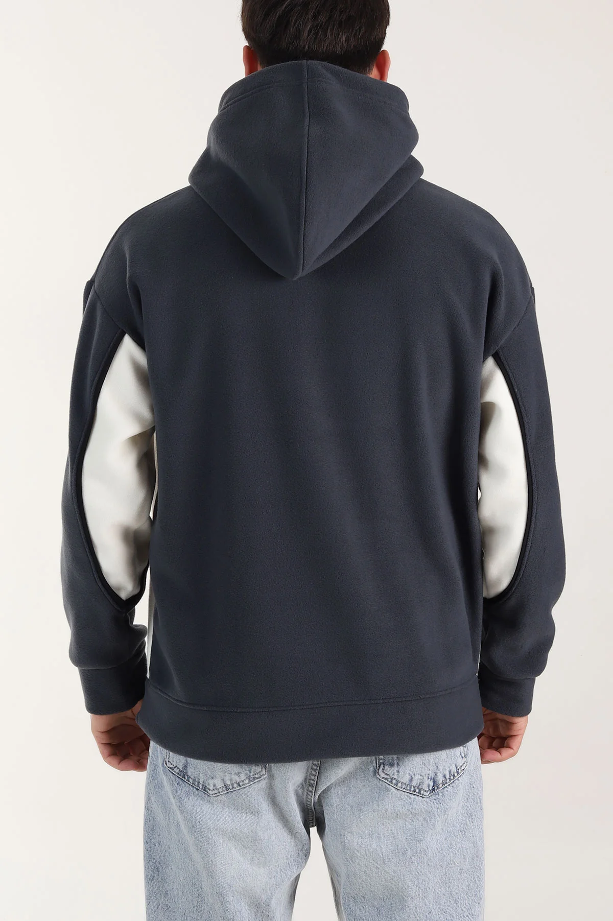 Füme Kapüşonlu Nakış Detaylı Erkek Sweatshirt 408760