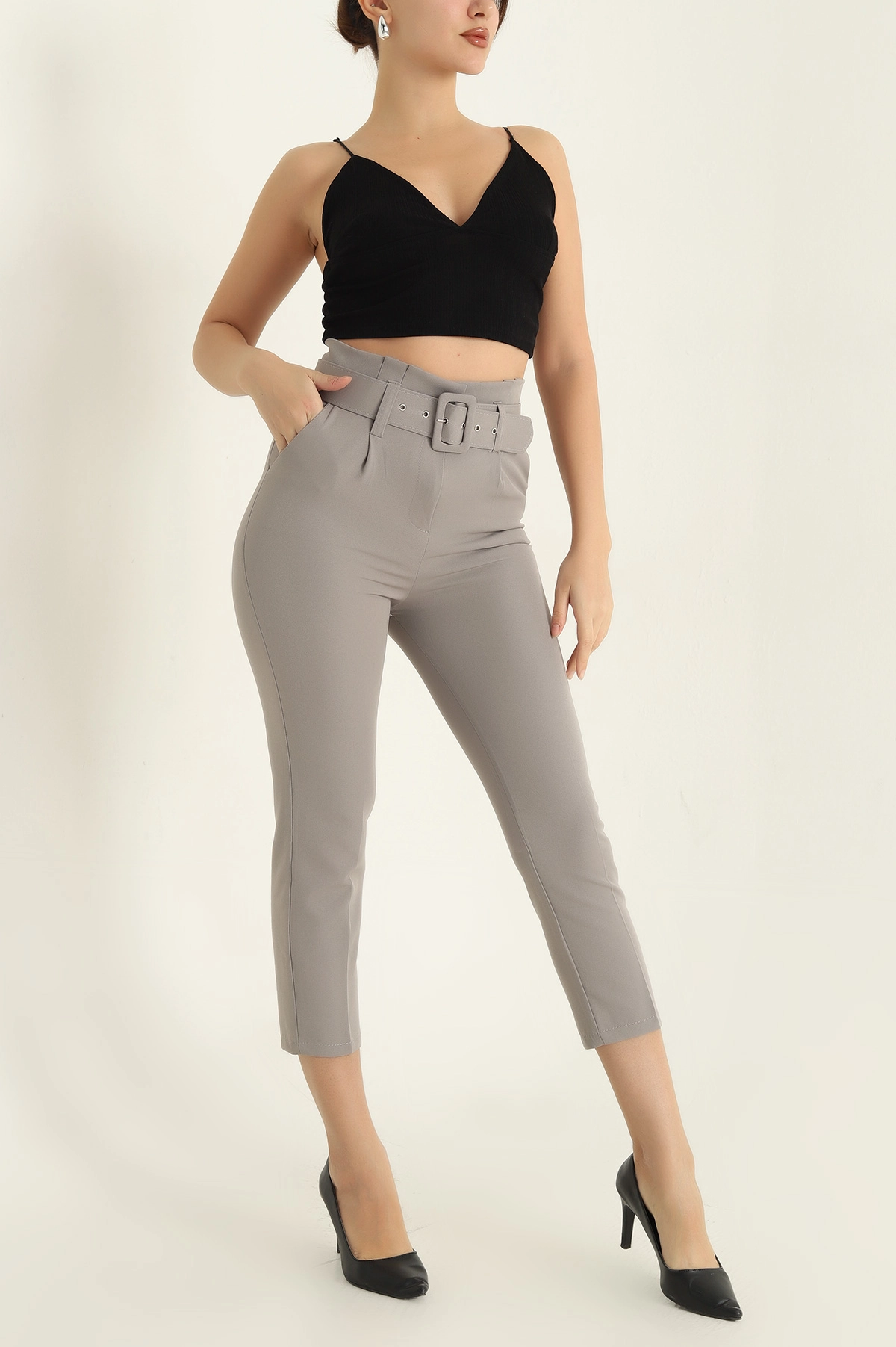 Füme Kemerli Dabıl Bayan Pantolon 322177