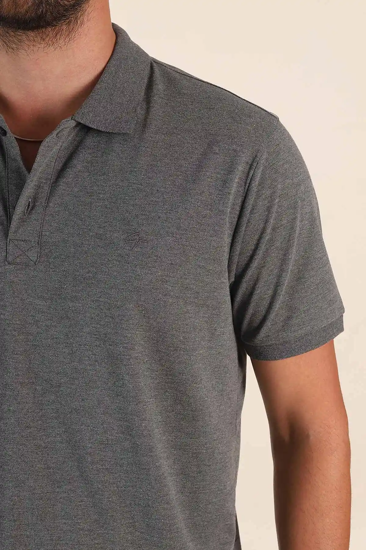 Füme Kırçıllı Regular Fit Basic Polo Yaka Erkek Tişört 372079