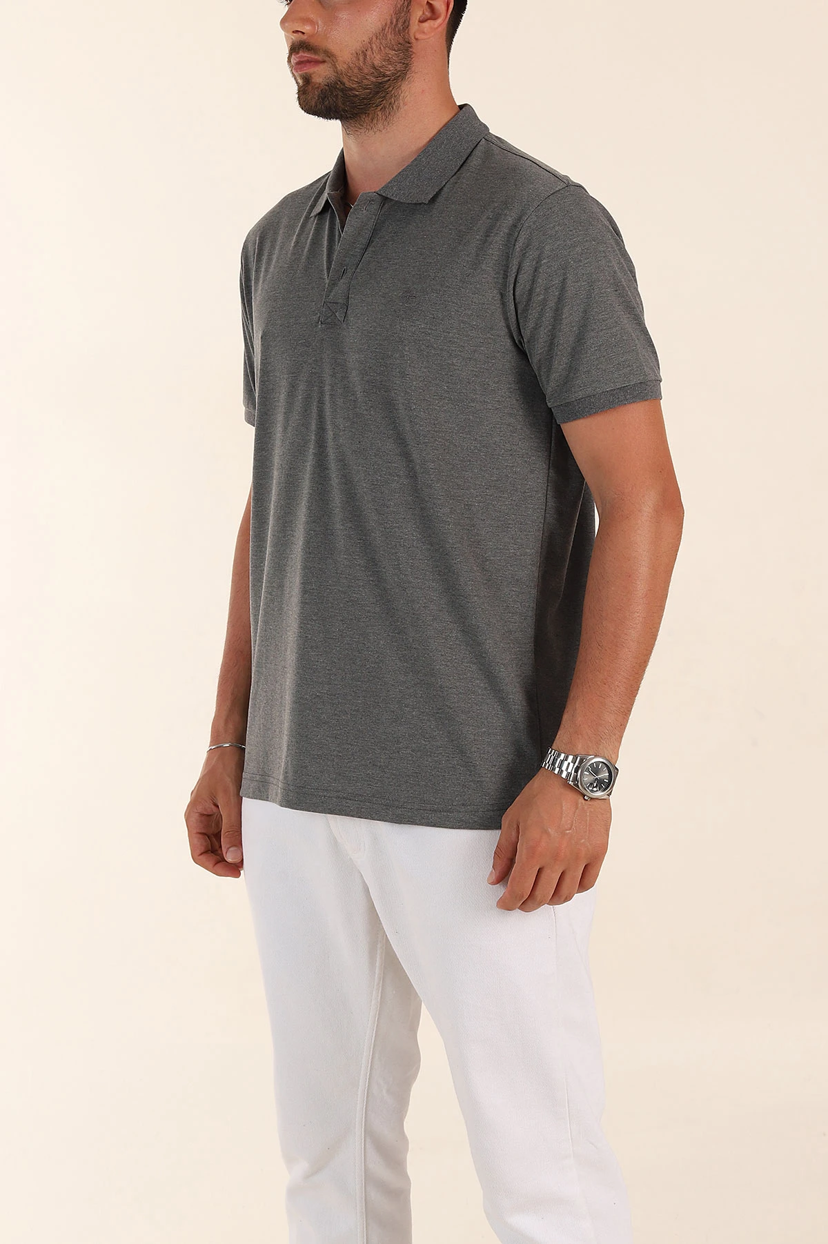 Füme Kırçıllı Regular Fit Basic Polo Yaka Erkek Tişört 372079