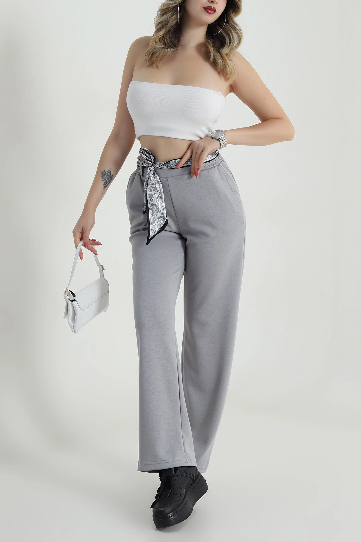 Füme Kuşaklı Modal Kadın Pantolon 487019