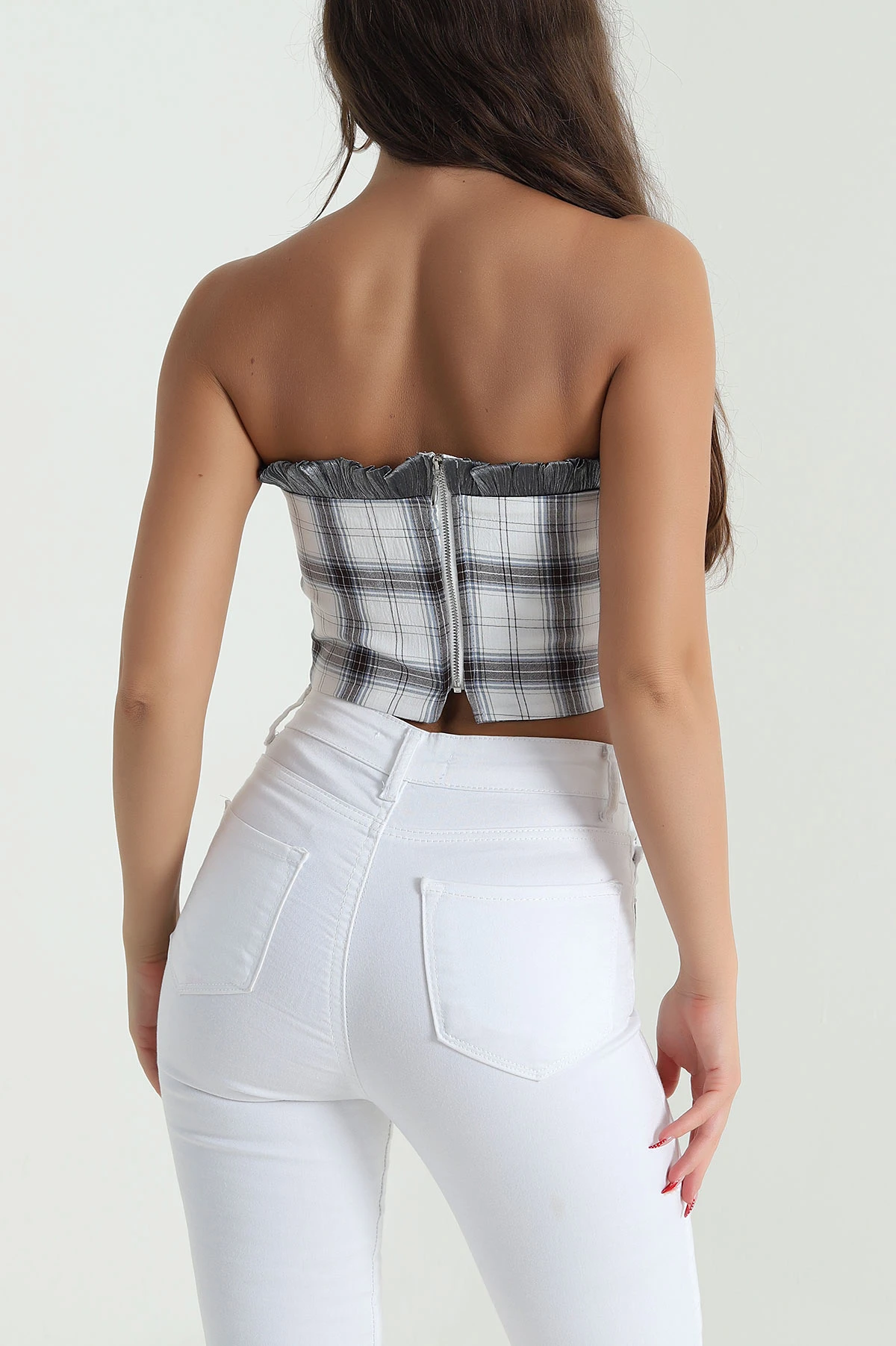Füme Laress Check Ekose Kadın Büstiyer 474436