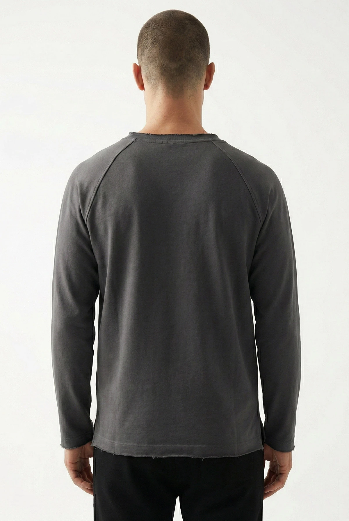 Füme Lazer Kesim Nakışlı Erkek Sweatshirt 422036