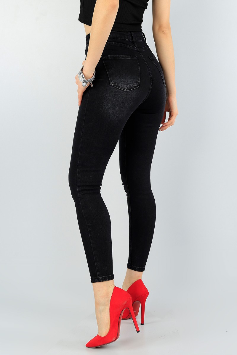 Füme Likralı Bayan Kot Pantolon 57467