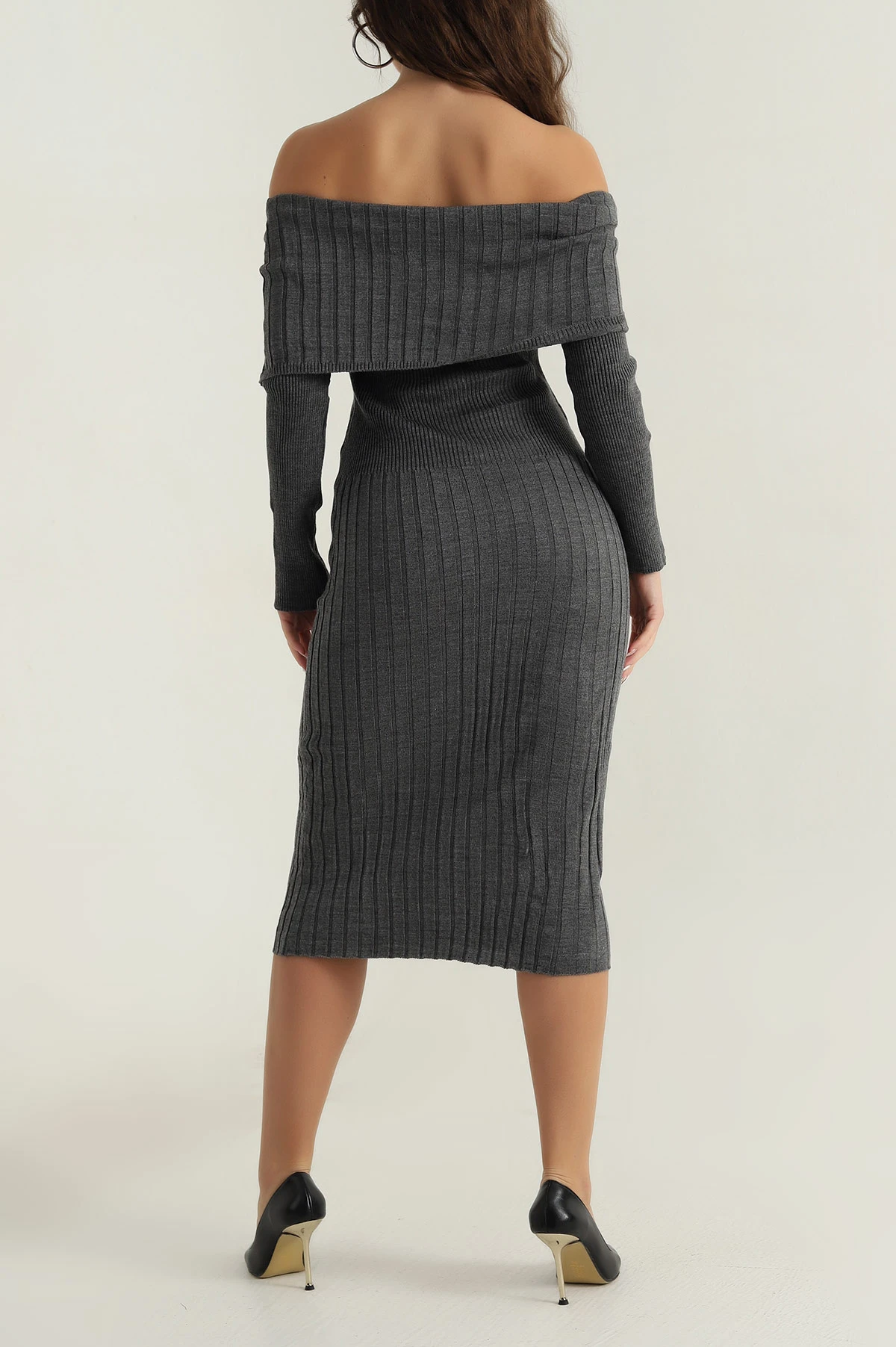 Füme Madonna Yaka Triko Kadın Elbise 405606