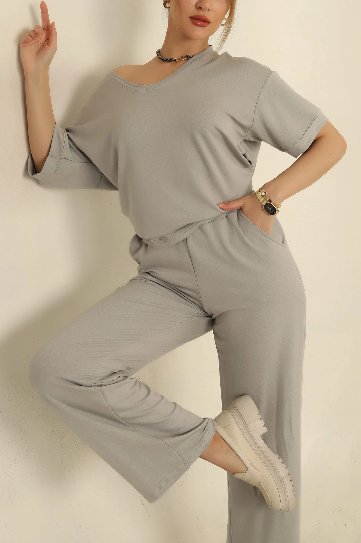 Füme Modal V Yaka Bayan İkili Takım 272369