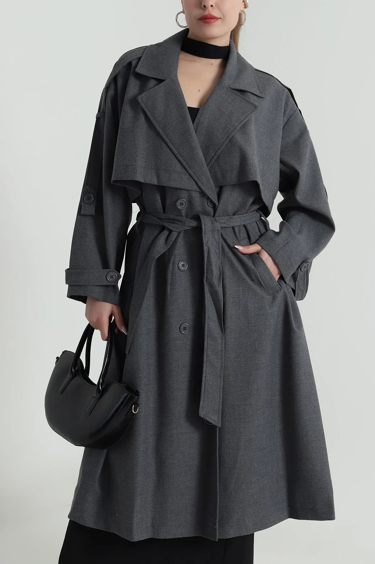 Füme Oversize Bezayağı Kadın Trenç 485954