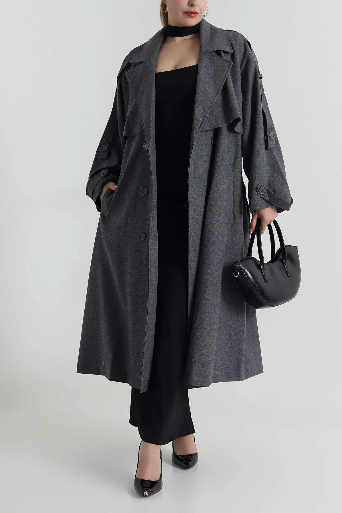 Füme Oversize Bezayağı Kadın Trenç 485954