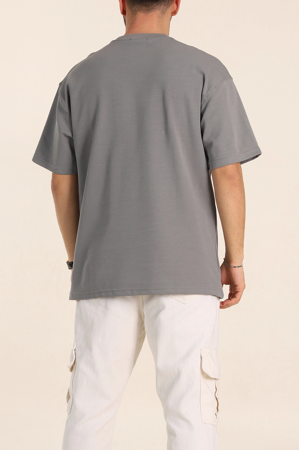 Füme Oversize Double Face Kumaş Basic Erkek Tişört 340530