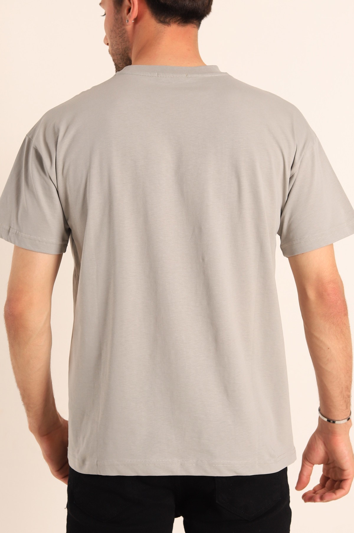 Füme Oversize Yazı Baskılı Cep Detay 186624