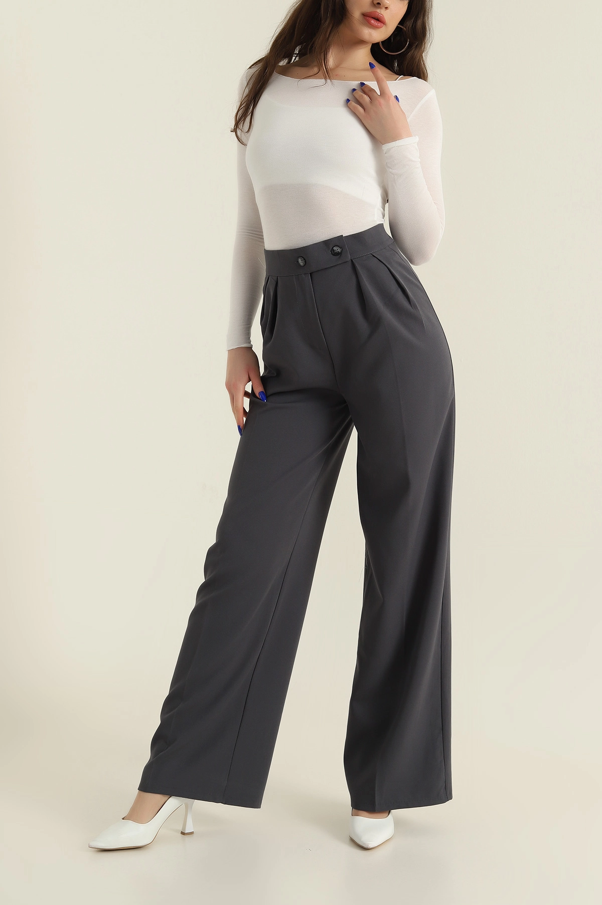 Füme Palazzo Atlas Kadın Pantolon 424958