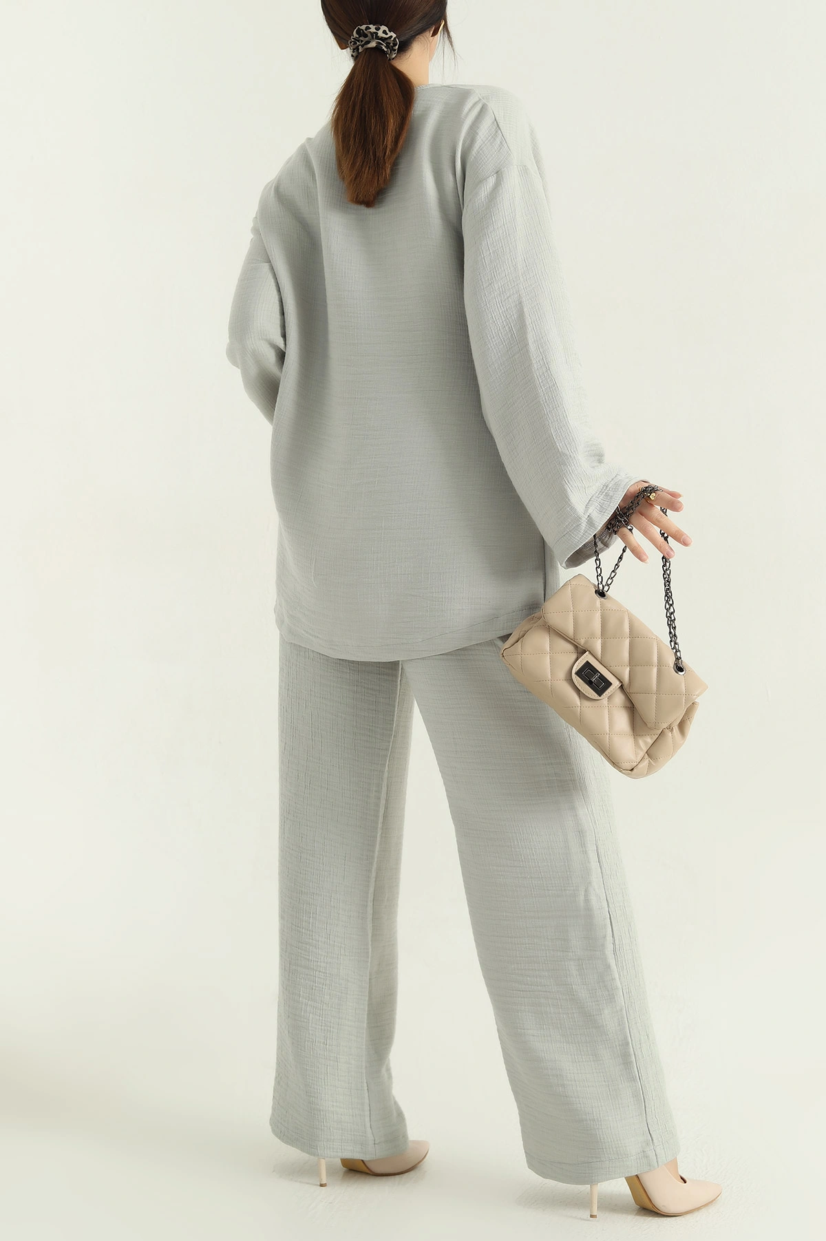 Füme Pantolon Kimono Keten Bayan İkili Takım 335074