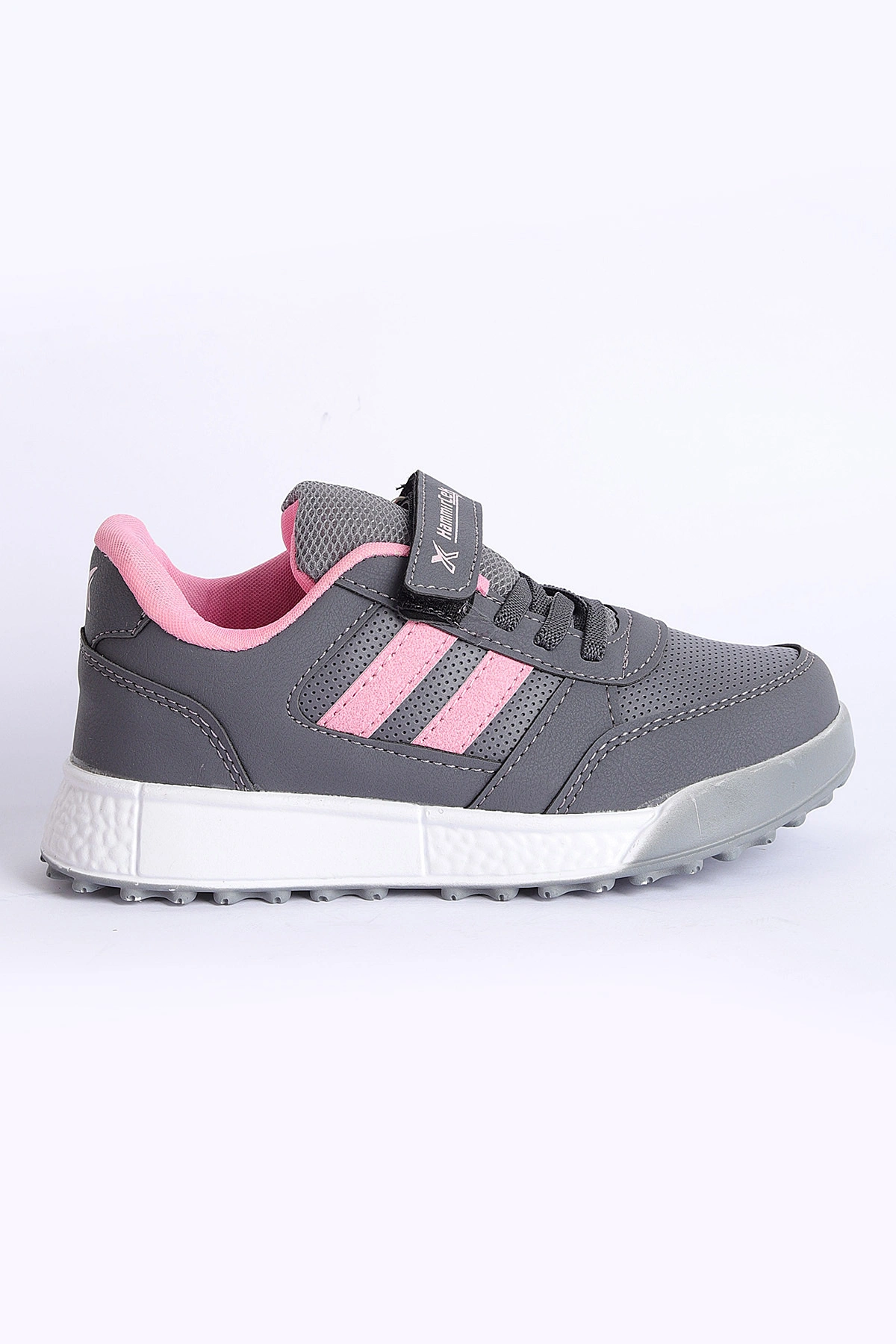 Füme Pembe (31-35 Filet) Yan  Şeritli Cırtlı Kalın Taban Kız Çocuk Spor Ayakkabı 309106