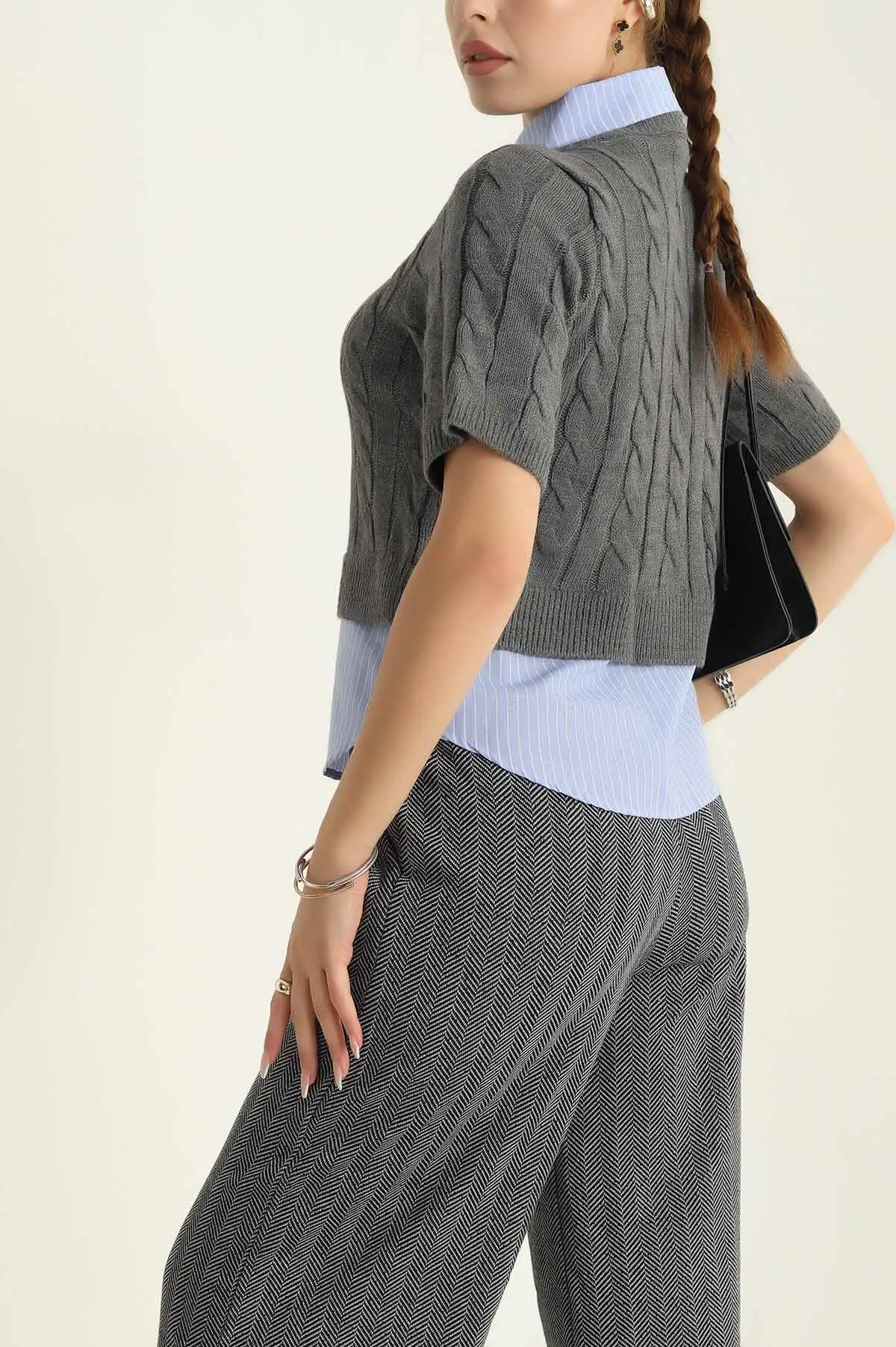 Füme Poplin Garnilli Triko Bluz 298043