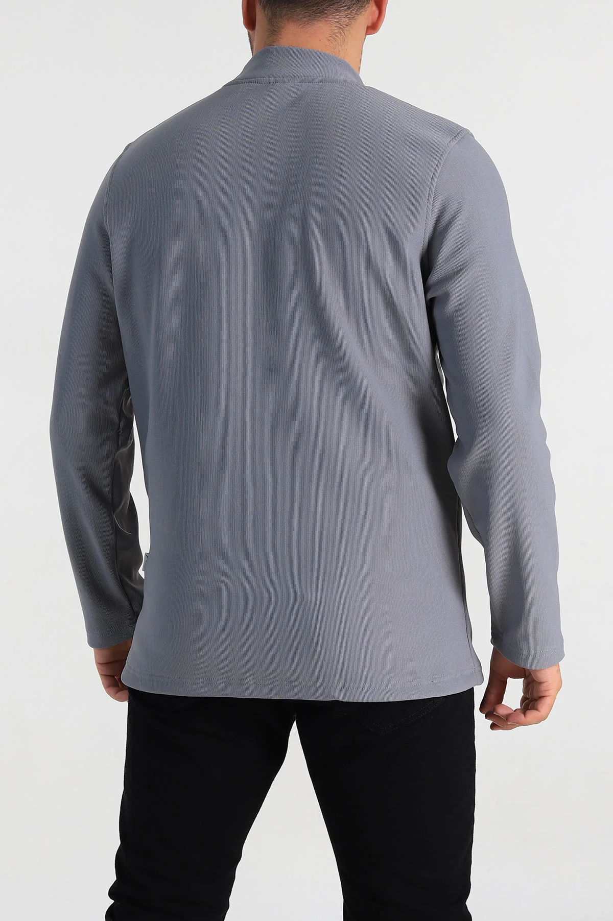 Füme Regular Fit Dik Yaka Kabartma Yazılı Erkek Sweatshirt 305768