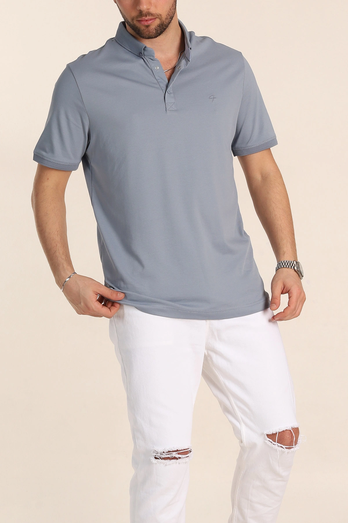 Füme Regular Fit Dokulu Polo Yaka Erkek Tişört 342498