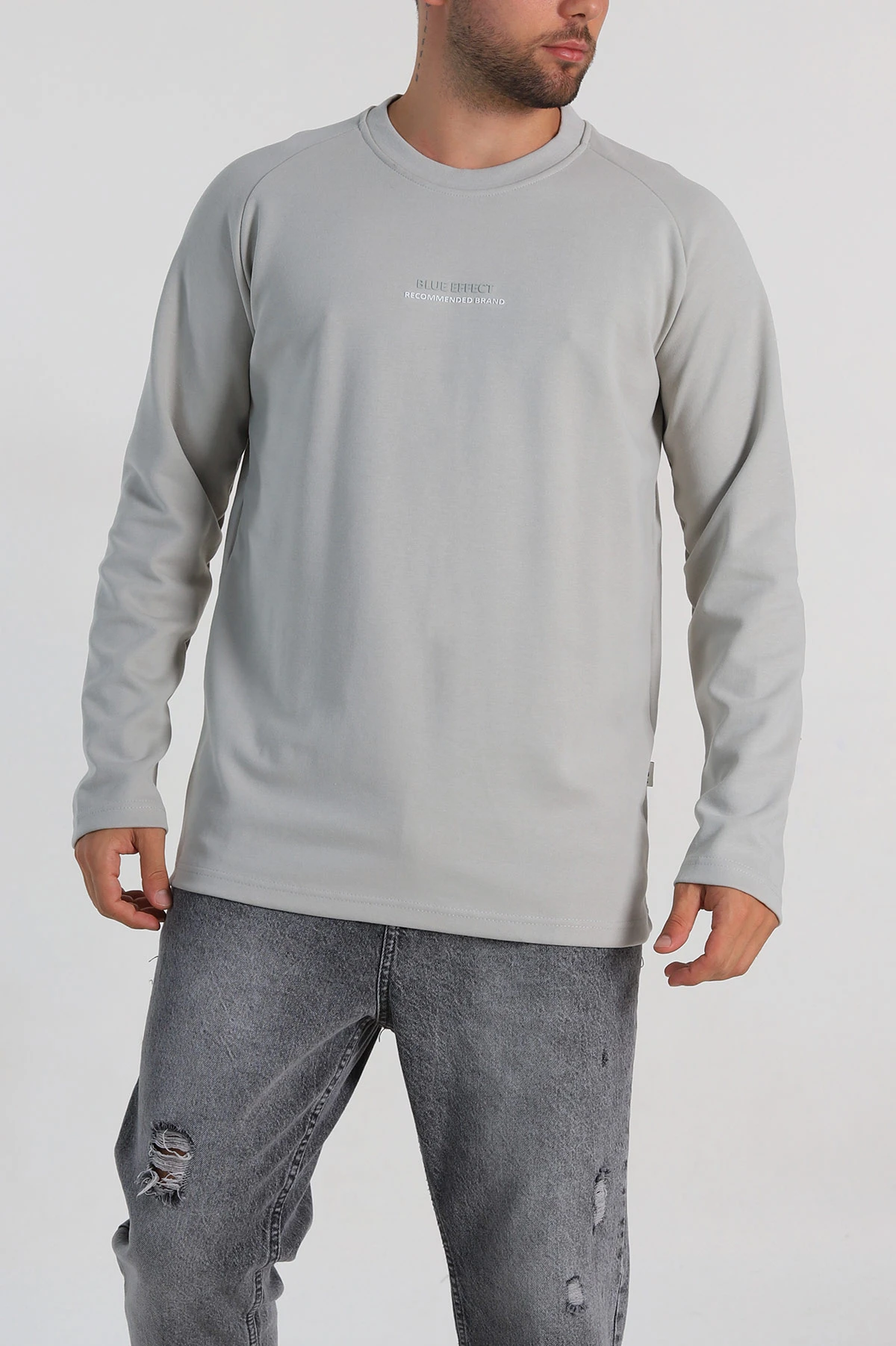 Füme Regular Fit Kabartma Baskılı Erkek Sweatshirt 305850