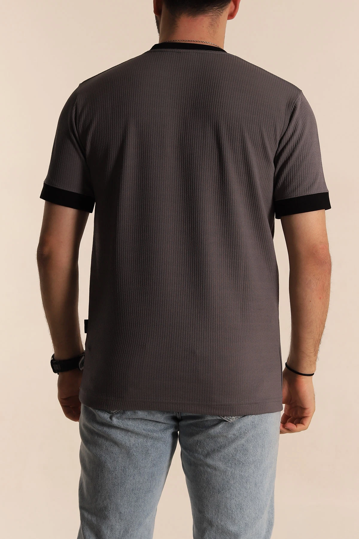 Füme Regular Fit Yaka Detaylı Erkek Tişört 268640