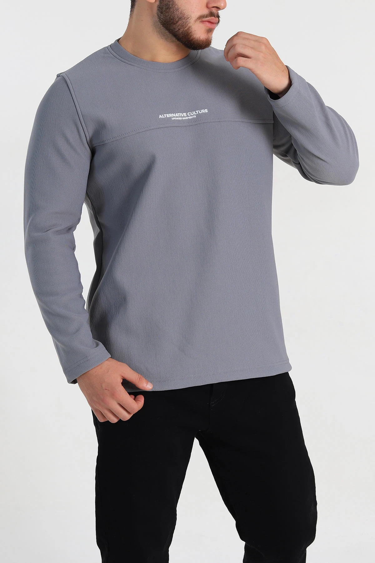 Füme Regular Fit Yazı Detay Erkek Sweatshirt 305884