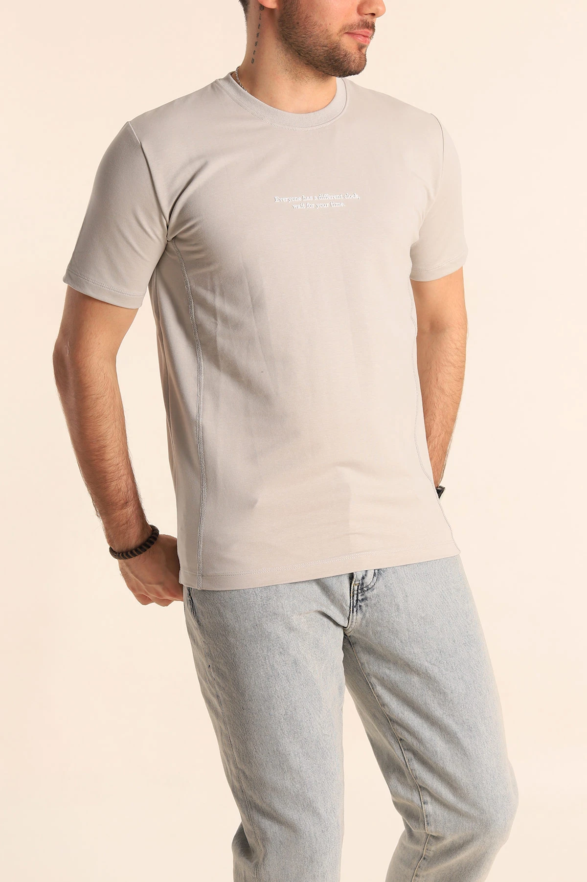 Füme Regular Fit Yazı Detay Erkek Tişört 252181