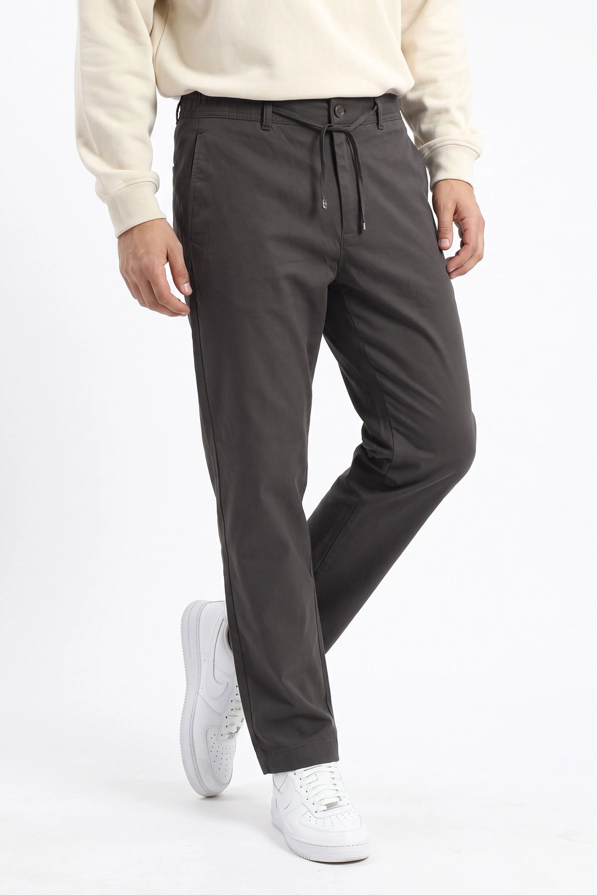 Füme Regular Fit Yeni Sezon Belden Bağlamalı Erkek Pantolon 498406